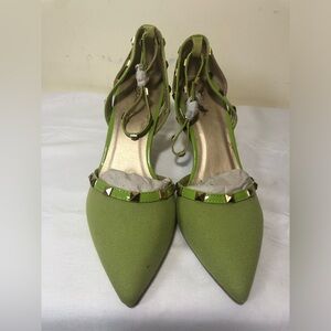 Especially Yours Women Stiletto Heels Pointy Toe Studded Pumps Strap Lime Green